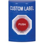 STI SS2401ZA-EN Stopper Station – Blue – Push and Turn Reset – Custom Label